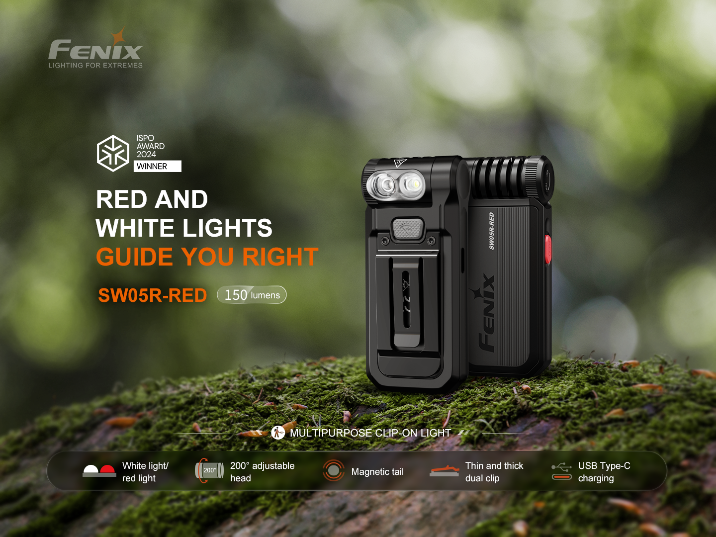 Fenix SW05R Multipurpose Clip-On Light with Red or UV Output