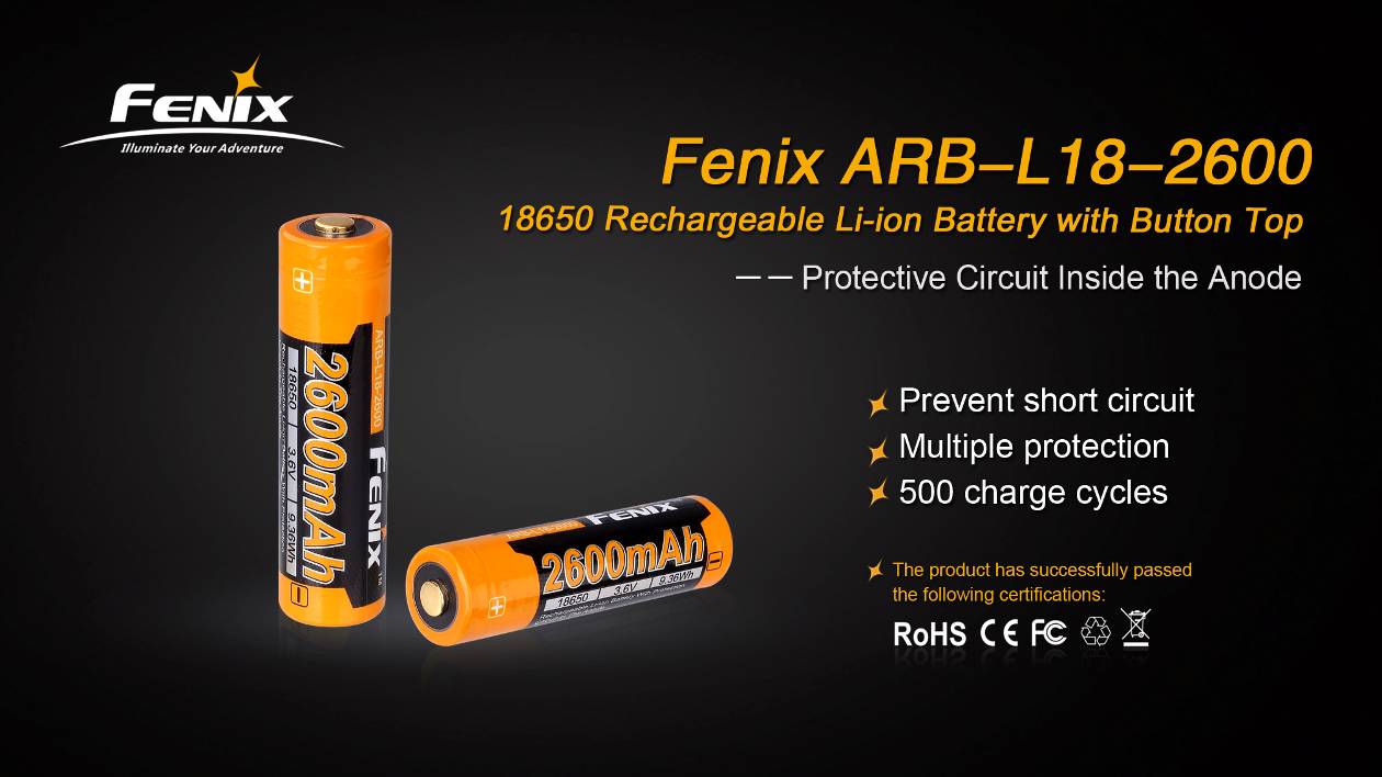 Fenix ARB-L18-2600 High-Capacity 18650 Battery - 2600mAh