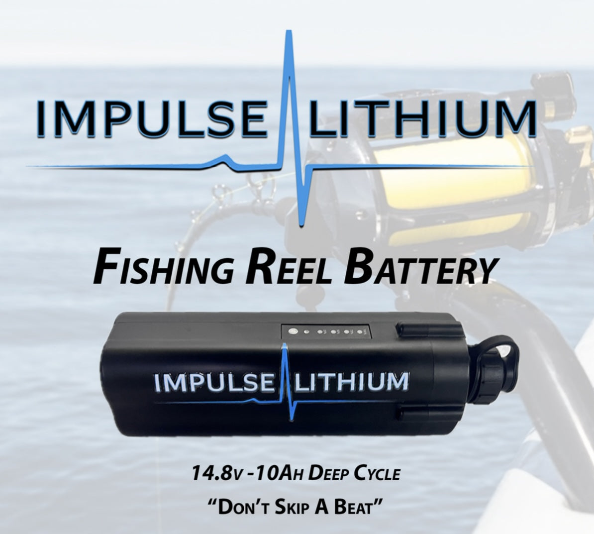 Impulse Lithium 14.8v 10Ah Electric Fishing Reel Battery Kit w/ Charger